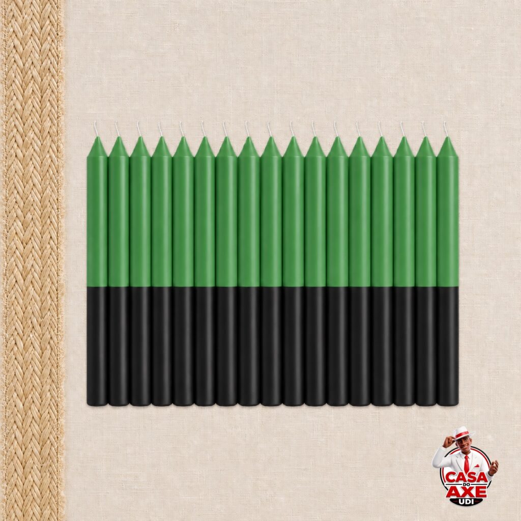 Vela Palito Bicolor - Verde/Preto | Casa do Axe Udi