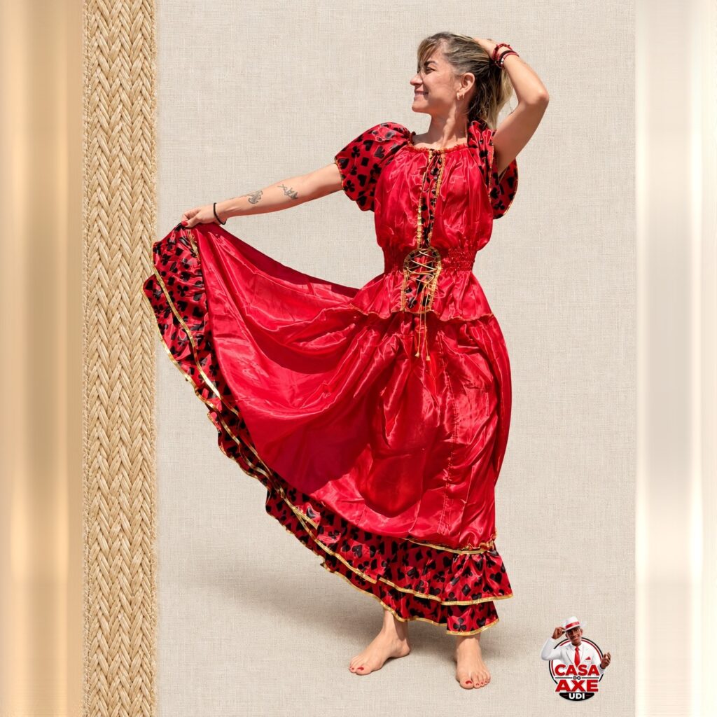 Vestido Vermelho e Preto - Cigana ou Pomba Gira | Casa do Axe Udi